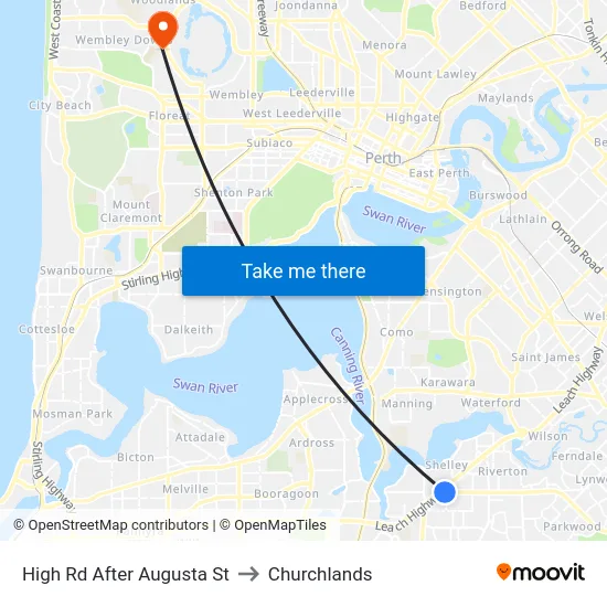 High Rd After Augusta St to Churchlands map