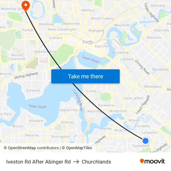 Iveston Rd After Abinger Rd to Churchlands map