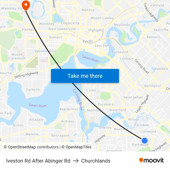 Iveston Rd After Abinger Rd to Churchlands map