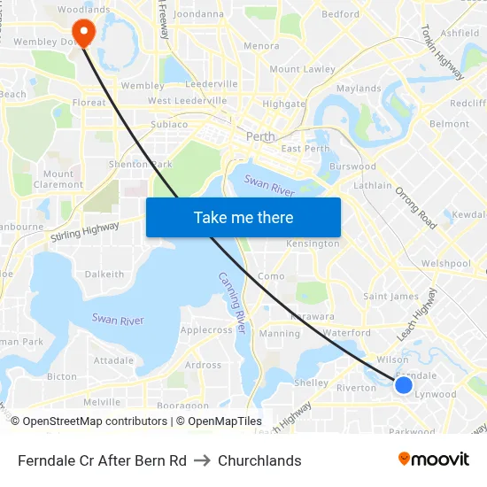 Ferndale Cr After Bern Rd to Churchlands map
