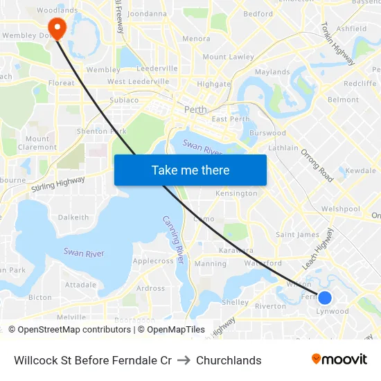 Willcock St Before Ferndale Cr to Churchlands map