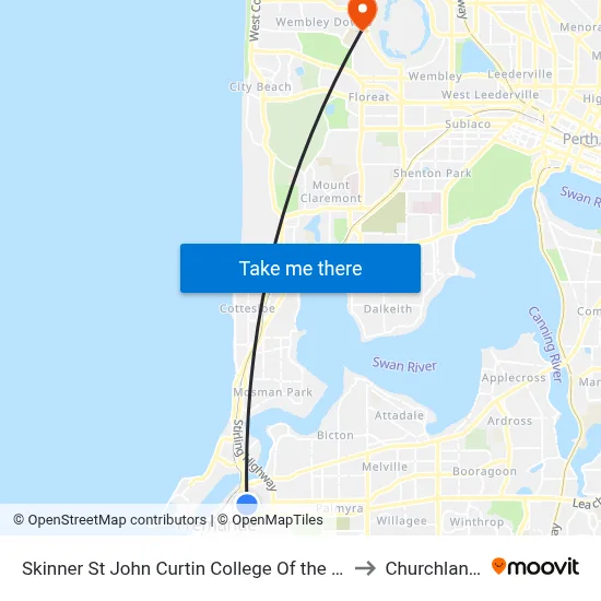 Skinner St John Curtin College Of the Arts to Churchlands map
