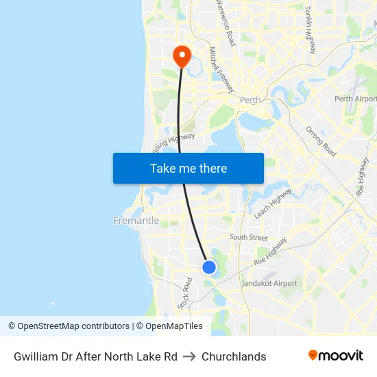 Gwilliam Dr After North Lake Rd to Churchlands map