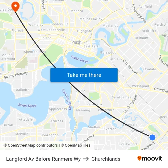 Langford Av Before Ranmere Wy to Churchlands map