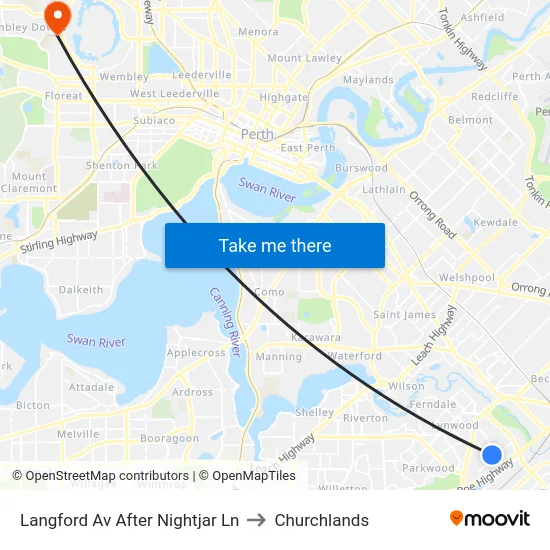 Langford Av After Nightjar Ln to Churchlands map