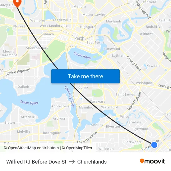 Wilfred Rd Before Dove St to Churchlands map