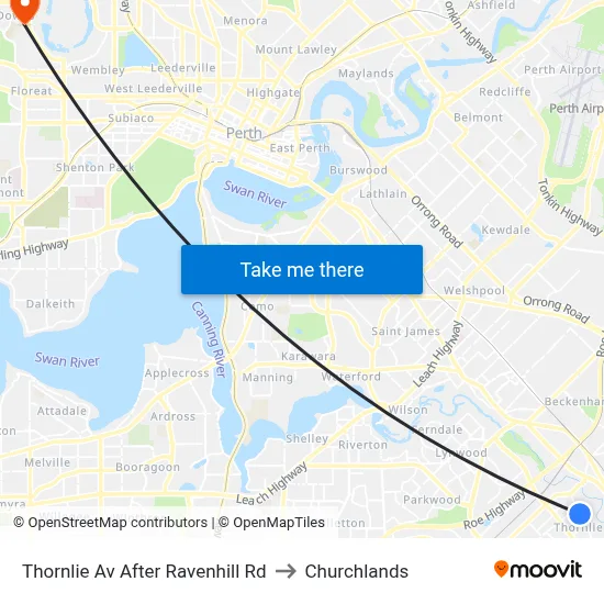 Thornlie Av After Ravenhill Rd to Churchlands map