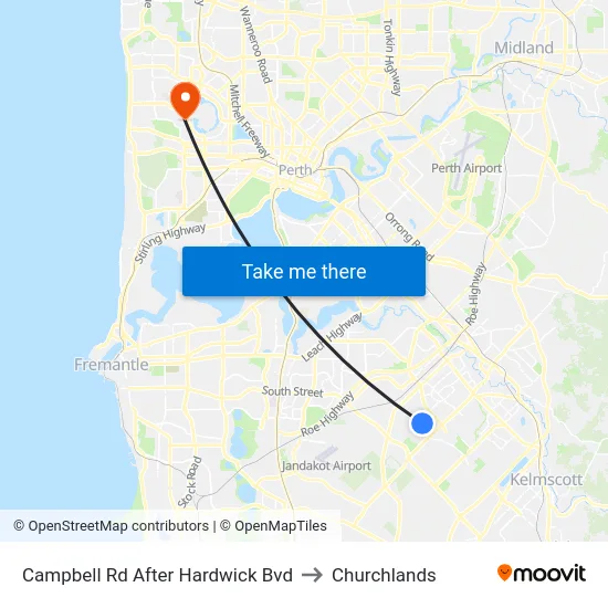 Campbell Rd After Hardwick Bvd to Churchlands map