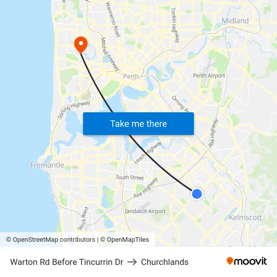 Warton Rd Before Tincurrin Dr to Churchlands map