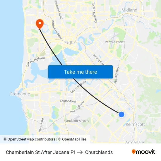 Chamberlain St After Jacana Pl to Churchlands map