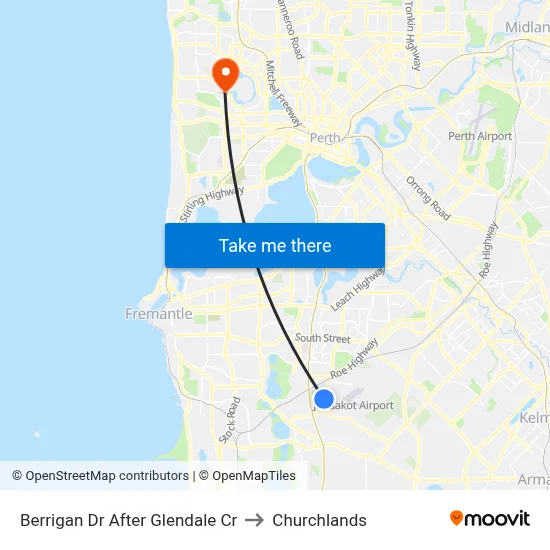 Berrigan Dr After Glendale Cr to Churchlands map