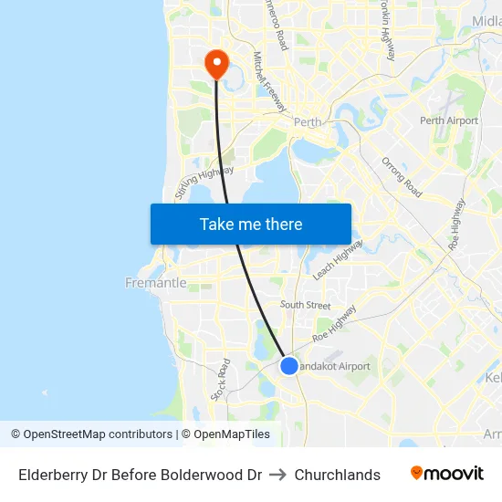 Elderberry Dr Before Bolderwood Dr to Churchlands map