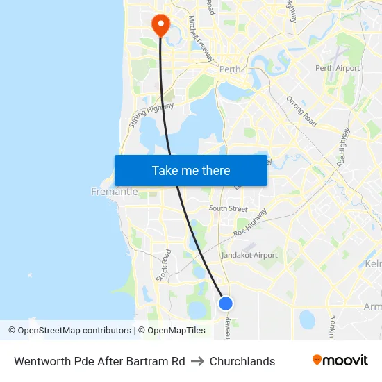 Wentworth Pde After Bartram Rd to Churchlands map