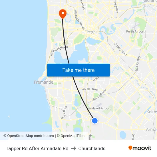 Tapper Rd After Armadale Rd to Churchlands map
