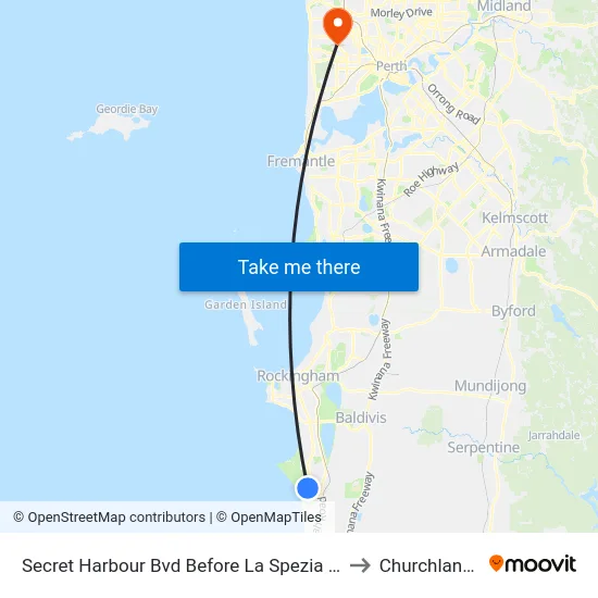 Secret Harbour Bvd Before La Spezia Dr to Churchlands map
