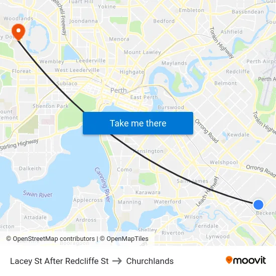 Lacey St After Redcliffe St to Churchlands map