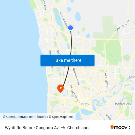 Wyatt Rd Before Gungurru Av to Churchlands map