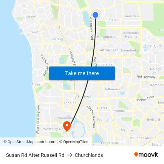 Susan Rd After Russell Rd to Churchlands map