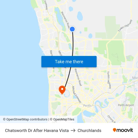Chatsworth Dr After Havana Vista to Churchlands map