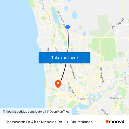 Chatsworth Dr After Nicholas Rd to Churchlands map
