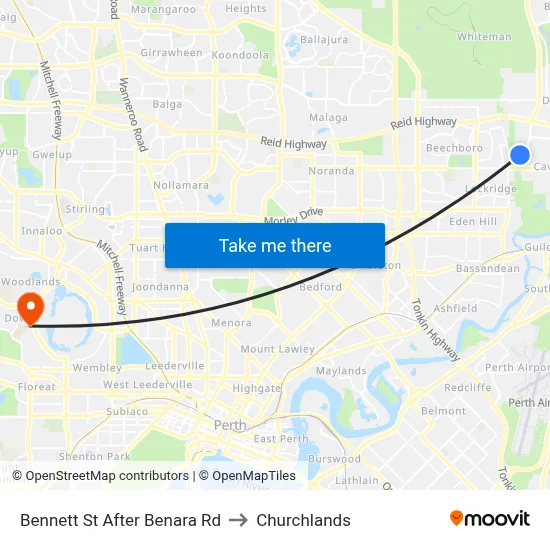 Bennett St After Benara Rd to Churchlands map