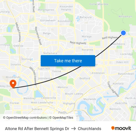 Altone Rd After Bennett Springs Dr to Churchlands map