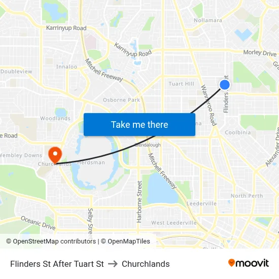 Flinders St After Tuart St to Churchlands map