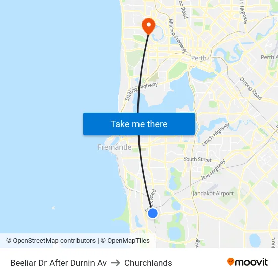 Beeliar Dr After Durnin Av to Churchlands map