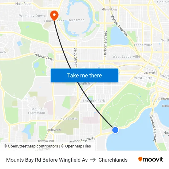 Mounts Bay Rd Before Wingfield Av to Churchlands map