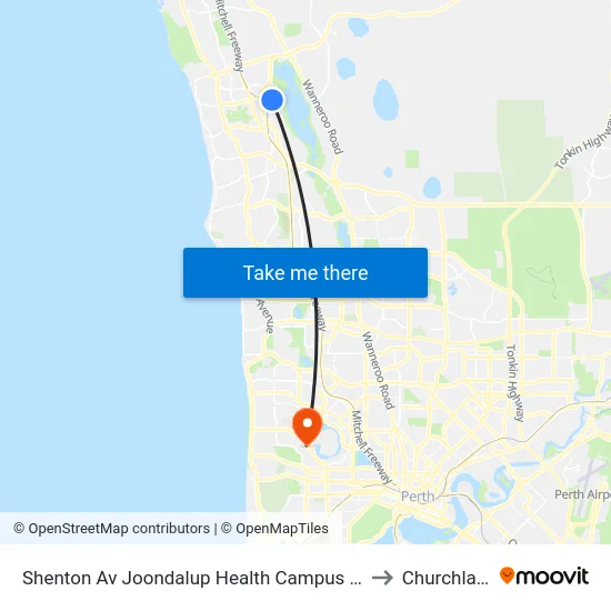 Shenton Av Joondalup Health Campus Cat Id 17 to Churchlands map