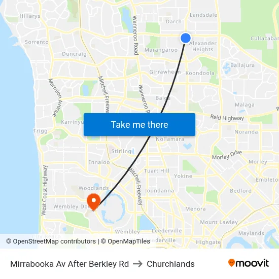 Mirrabooka Av After Berkley Rd to Churchlands map
