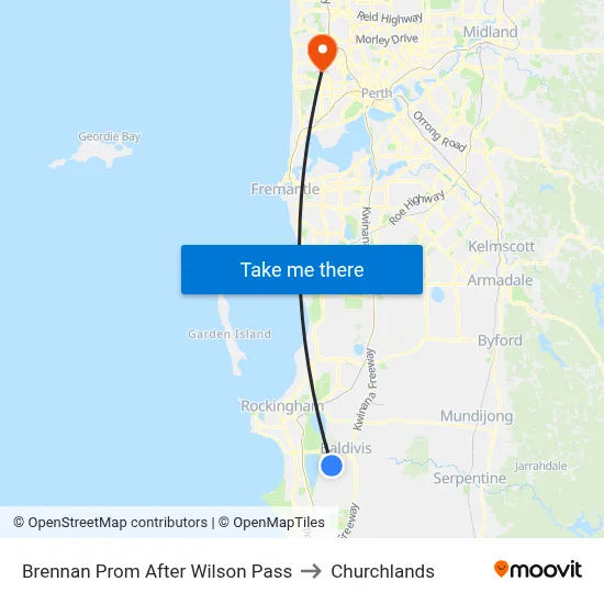 Brennan Prom After Wilson Pass to Churchlands map
