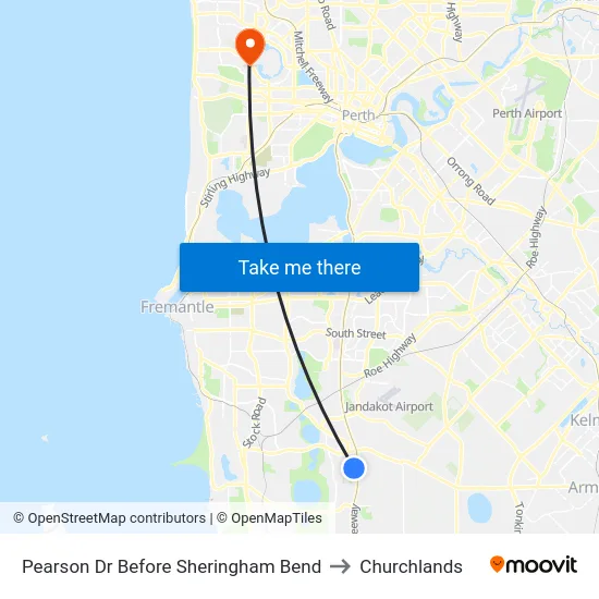 Pearson Dr Before Sheringham Bend to Churchlands map