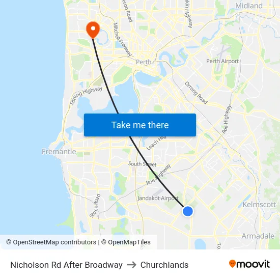 Nicholson Rd After Broadway to Churchlands map