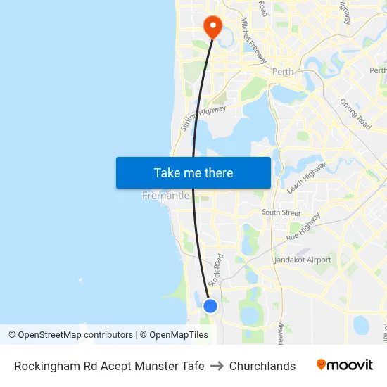 Rockingham Rd Acept Munster Tafe to Churchlands map