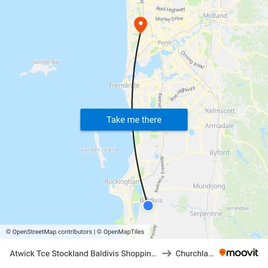 Atwick Tce Stockland Baldivis Shopping Centre to Churchlands map