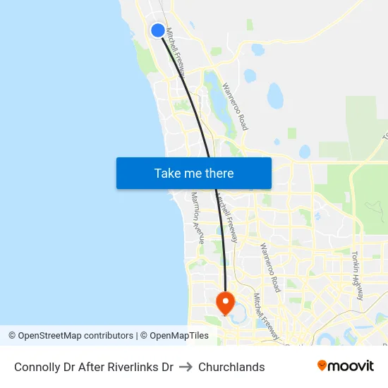 Connolly Dr After Riverlinks Dr to Churchlands map