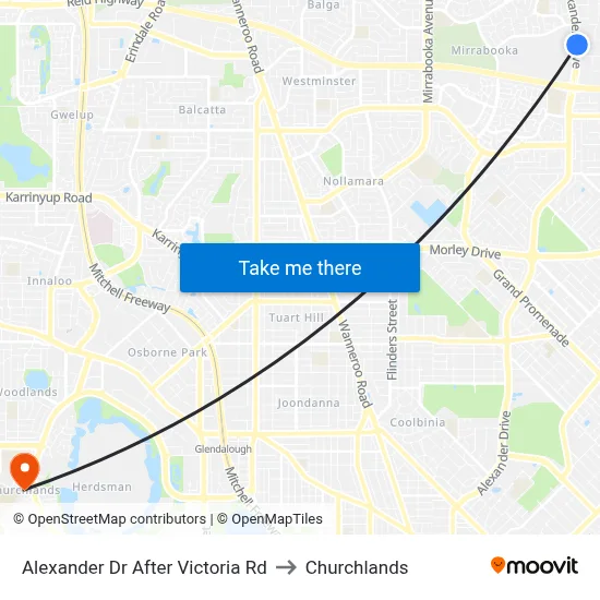 Alexander Dr After Victoria Rd to Churchlands map