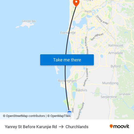 Yanrey St Before Karunjie Rd to Churchlands map