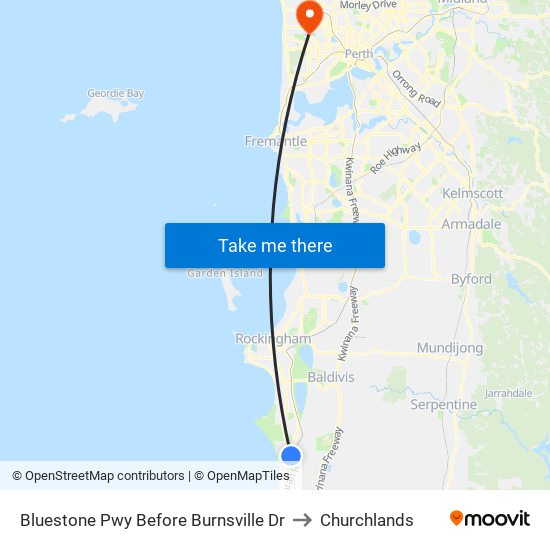 Bluestone Pwy Before Burnsville Dr to Churchlands map