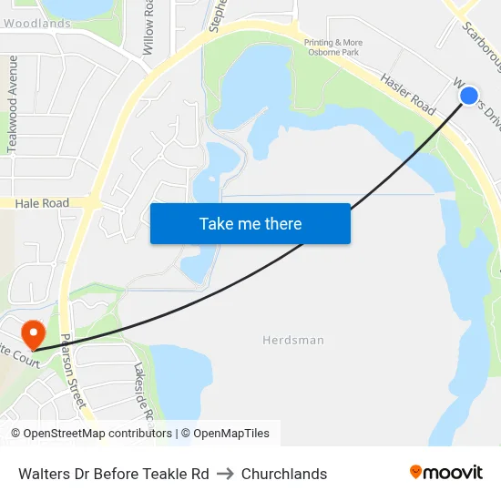 Walters Dr Before Teakle Rd to Churchlands map