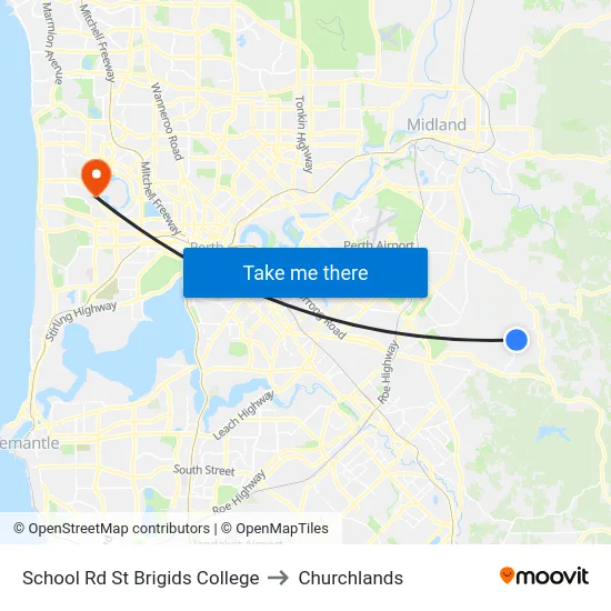 School Rd St Brigids College to Churchlands map