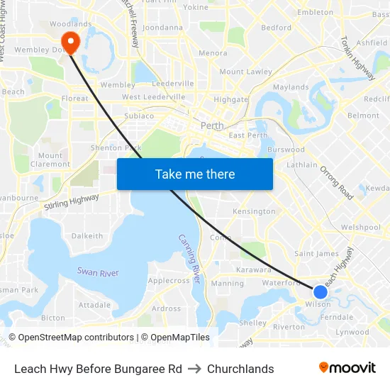 Leach Hwy Before Bungaree Rd to Churchlands map