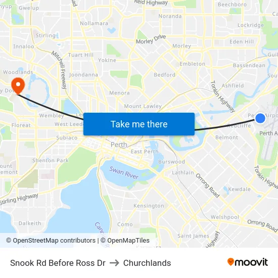 Snook Rd Before Ross Dr to Churchlands map