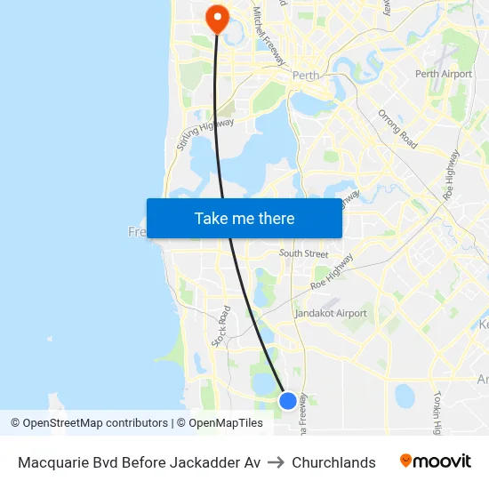 Macquarie Bvd Before Jackadder Av to Churchlands map