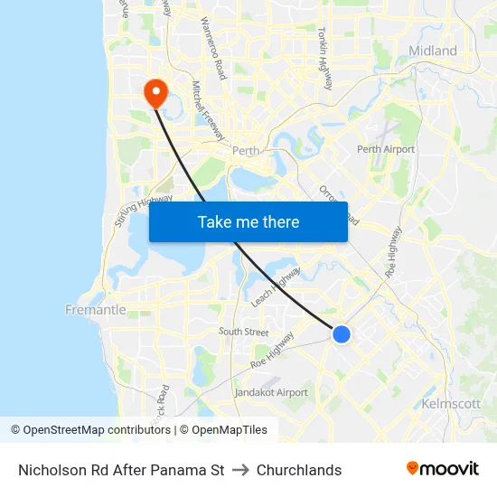 Nicholson Rd After Panama St to Churchlands map