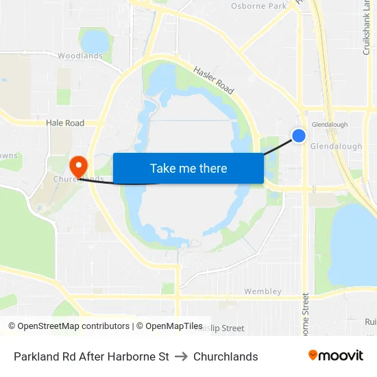 Parkland Rd After Harborne St to Churchlands map