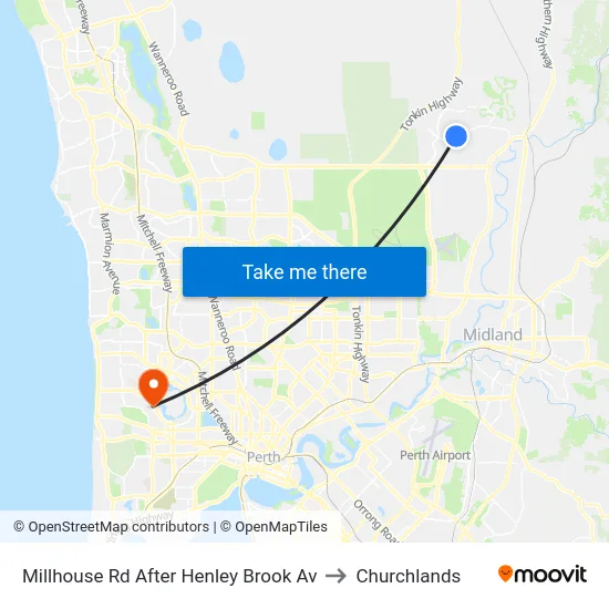Millhouse Rd After Henley Brook Av to Churchlands map