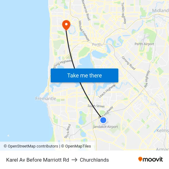 Karel Av Before Marriott Rd to Churchlands map