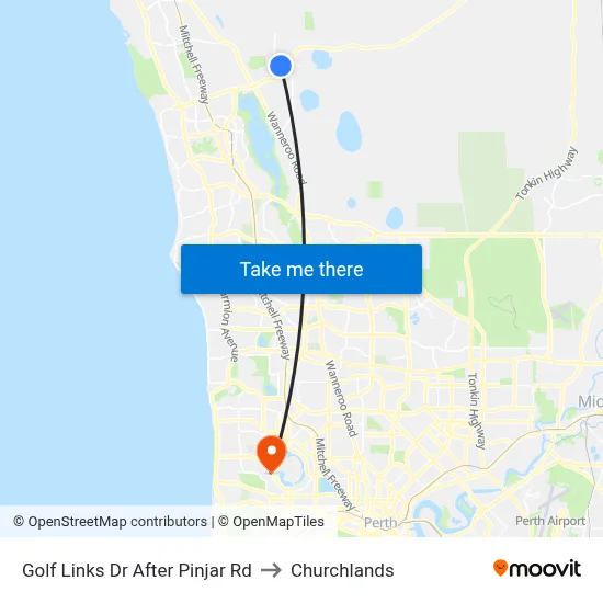 Golf Links Dr After Pinjar Rd to Churchlands map